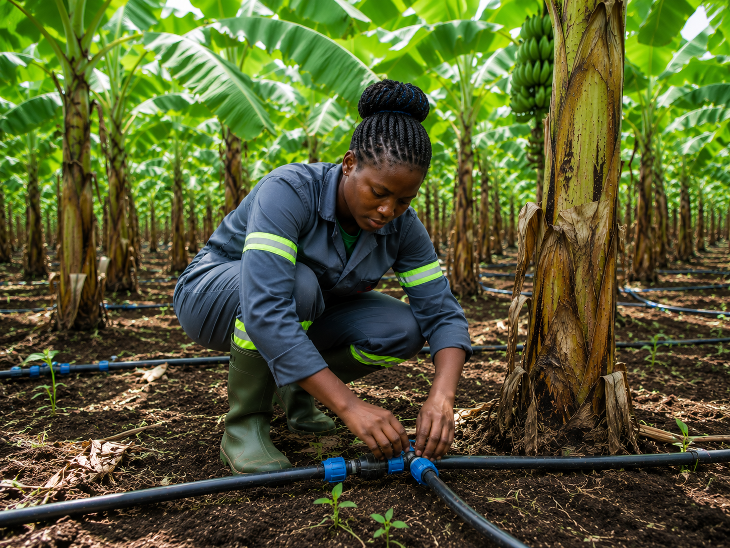 Irrigation goutte à goutte plantation banane
