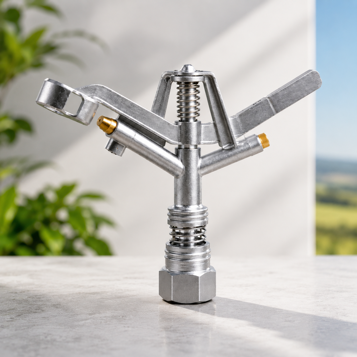 Micro-asperseur métallique pour arrosage agricole