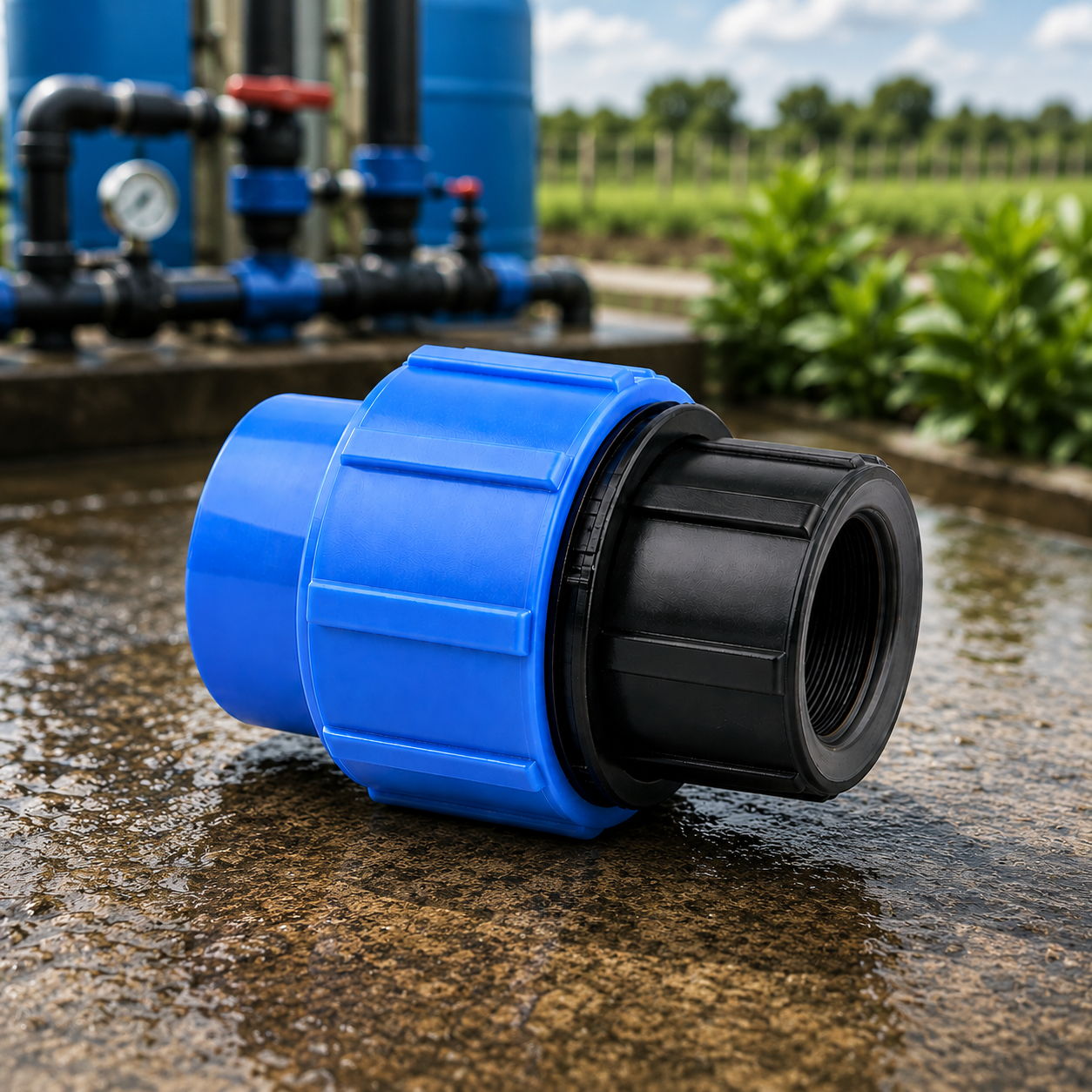 Raccord bouchon PEHD pour fermeture de conduite agricole